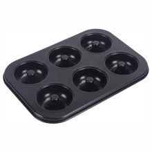 Black Nonstick 6-Cavity Donut Baking Pans, Heavy-Duty Mini Bagels Molds, Carbon Steel Doughnuts Molds For Baking Tray Maker Pans